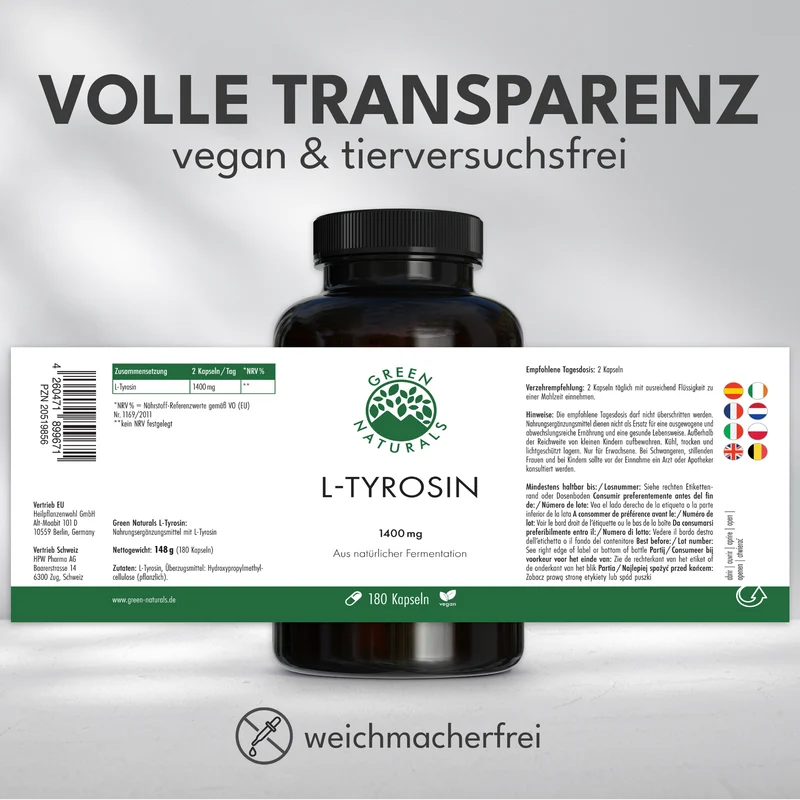 L-Tyrosin Kapseln • aus Maniok • natürliche Fermentation