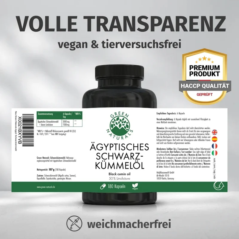Schwarzkümmelöl Kapseln • 1.500 mg • ägyptische Herkunft