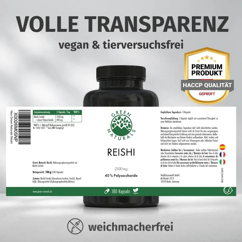 Reishi Kapseln • 1.300 mg • 40 % Polysaccharide
