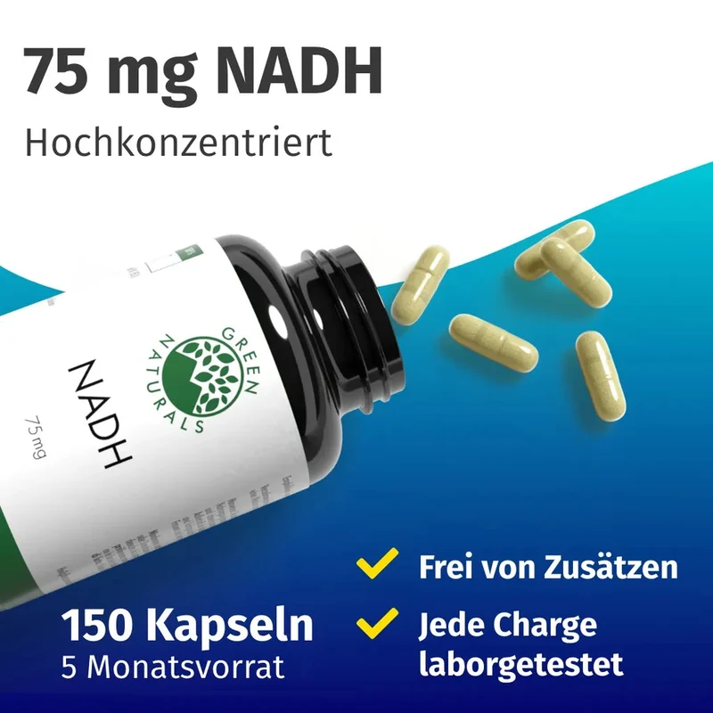 NADH Kapseln • 75 mg • stabilisiert, höchste Dosis