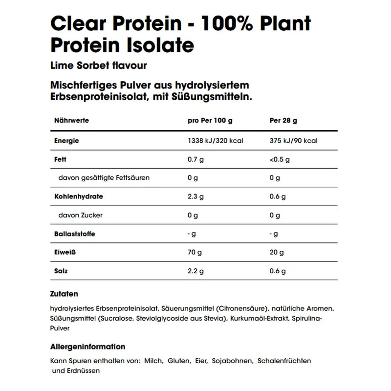 Optimum Nutrition Clear Protein 100% Plant Protein Isolate 280g (MHD-Ausverkauf)