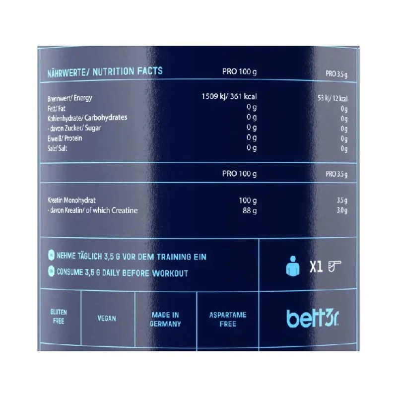 bett3r Creatine Monohydrate – 500 g, mikronisiert