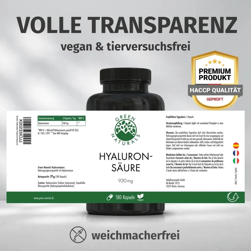 Hyaluronsäure Kapseln • 930 mg • fermentativ & vegan