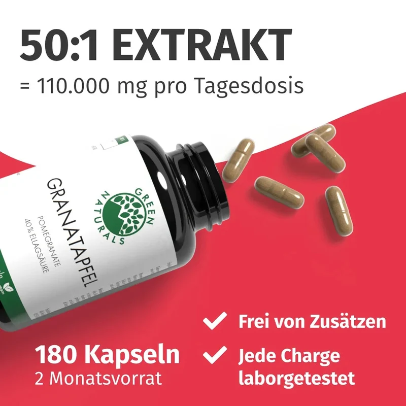 Granatapfel Kapseln • 2.200 mg • 40 % Ellagsäure