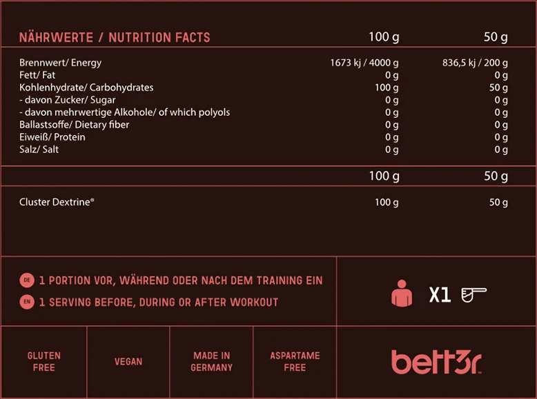 bett3r Cluster Dextrine 1000g