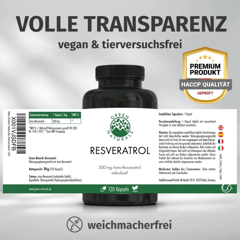 Trans-Resveratrol Kapseln • 500 mg • 120 Stück