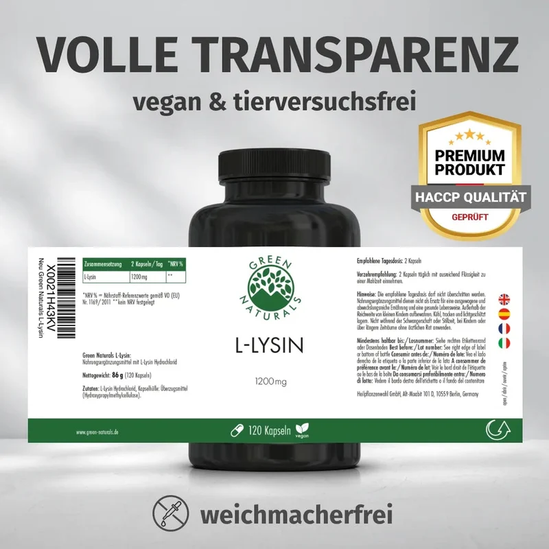 L-Lysin Kapseln • 1.200 mg • fermentativ gewonnen