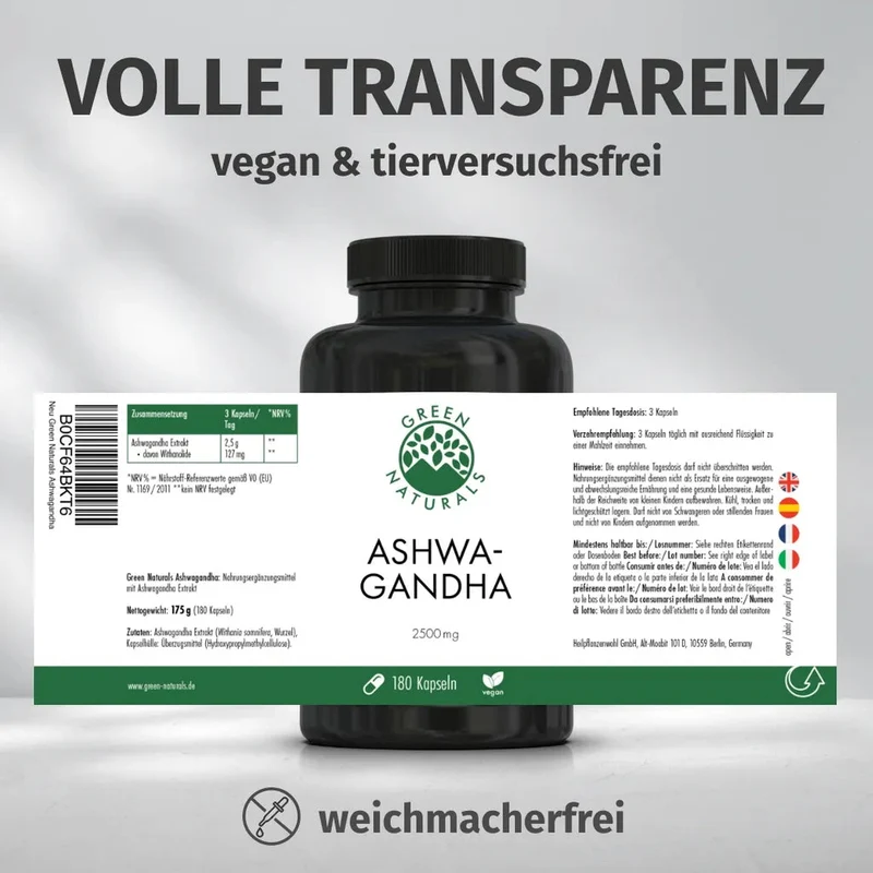 Ashwagandha Kapseln • 2.500 mg • 127 mg Withanolide