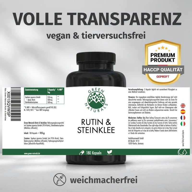 Rutin & Steinklee Kapseln • 500 mg + 500 mg