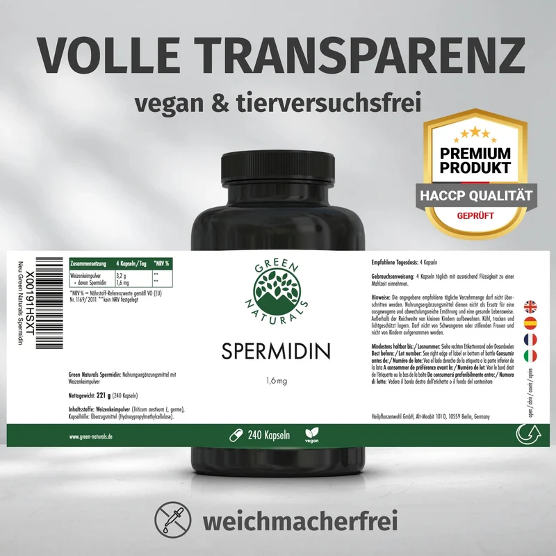 Spermidin Kapseln • 1,6 mg • aus Weizenkeim