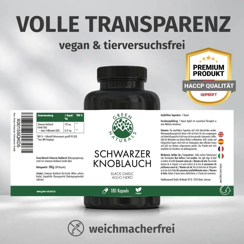 Schwarzer Knoblauch Kapseln • 750 mg • 0,75 mg SAC