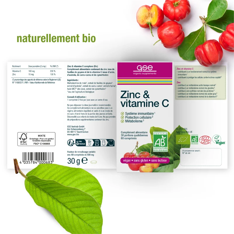 Complexe de zinc + vitamine C (bio)