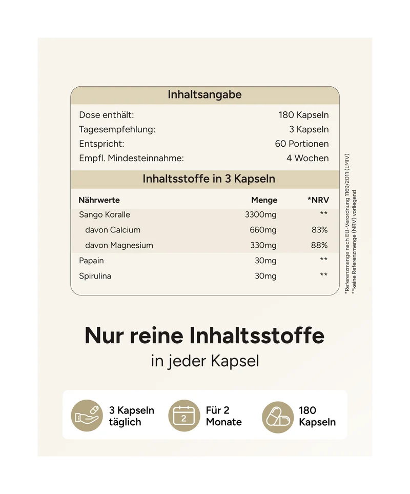 Sango Meereskoralle - mit 660mg Calcium & 330mg Magnesium pro Tag