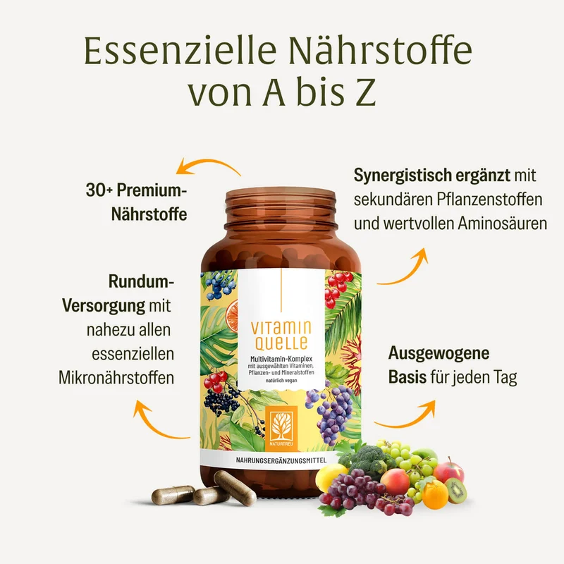 Vitaminquelle: All in One Multivitamin mit 35 Vitaminen, Pflanzen- & Mineralstoffen