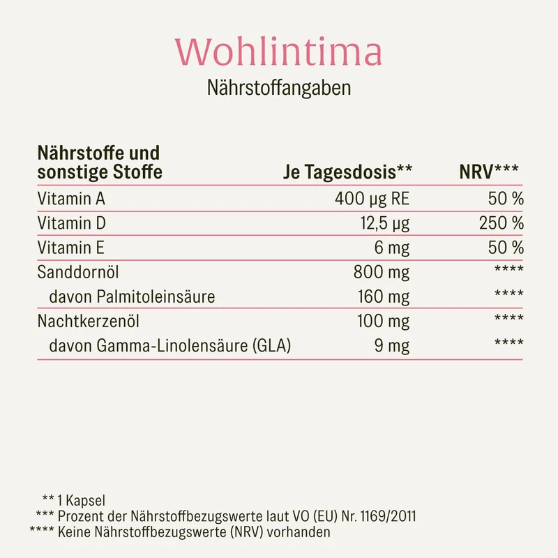 Wohlintima: Komplex mit Vitamin A, Sanddorn- und Nachtkerzenöl