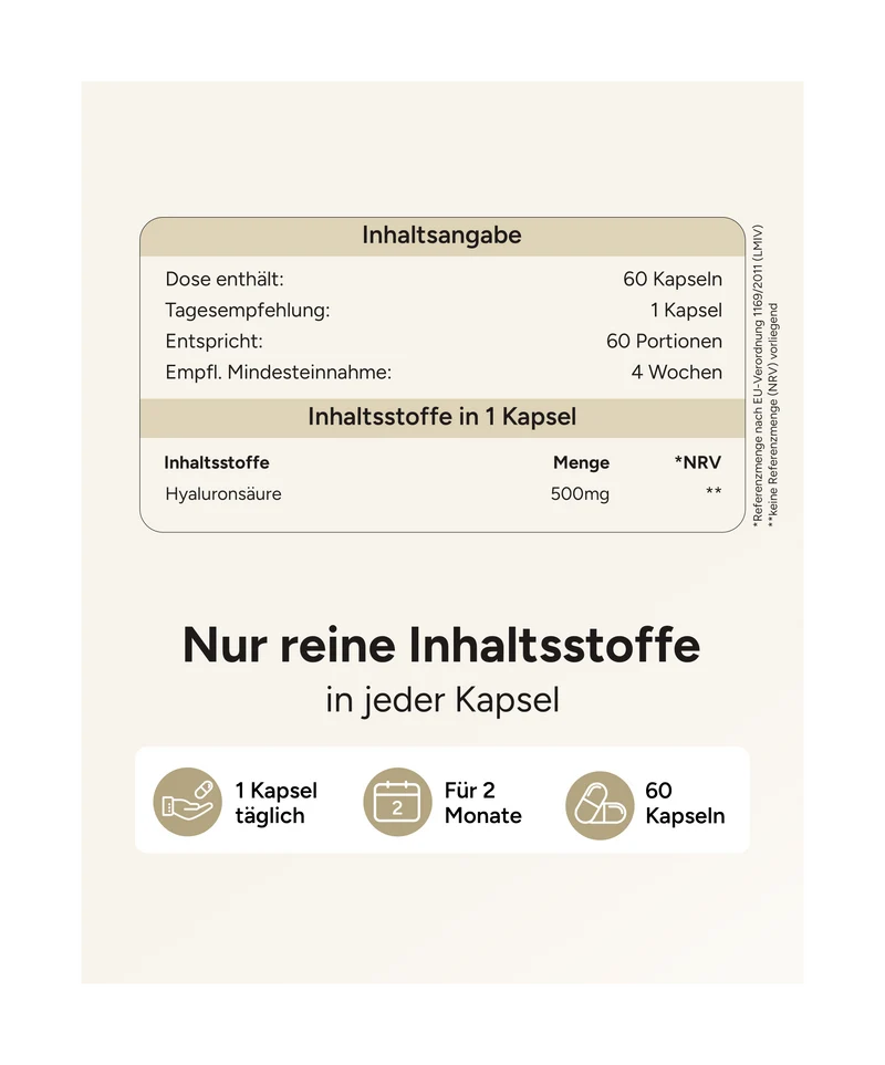 Hyaluronsäure - 500mg pro Kapsel