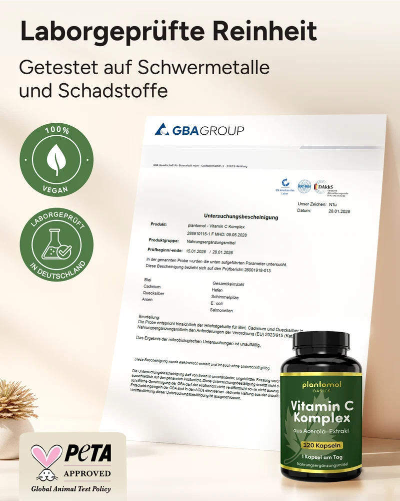 Vitamin C - 162,5mg pro Kapsel aus Acerola-Extrakt