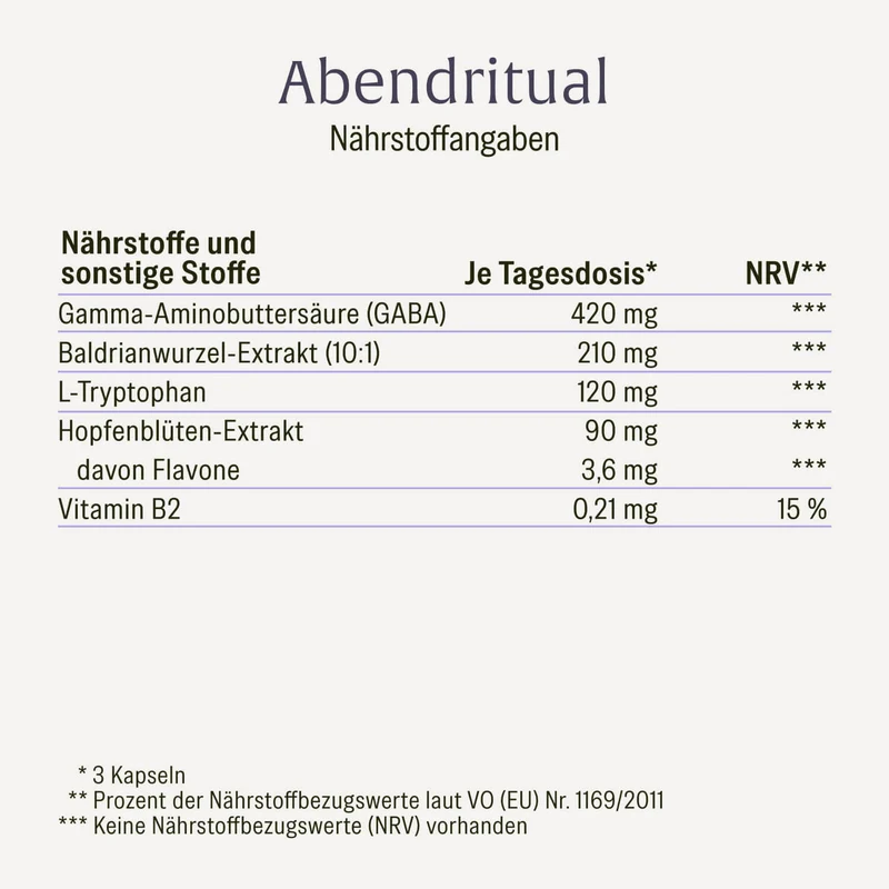 Abendritual: GABA mit Baldrian, Hopfen & L-Tryptophan
