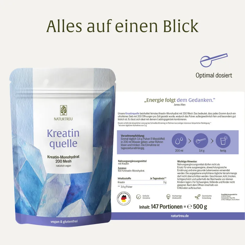 Kreatinquelle: Kreatin Monohydrat mit 200 Mesh
