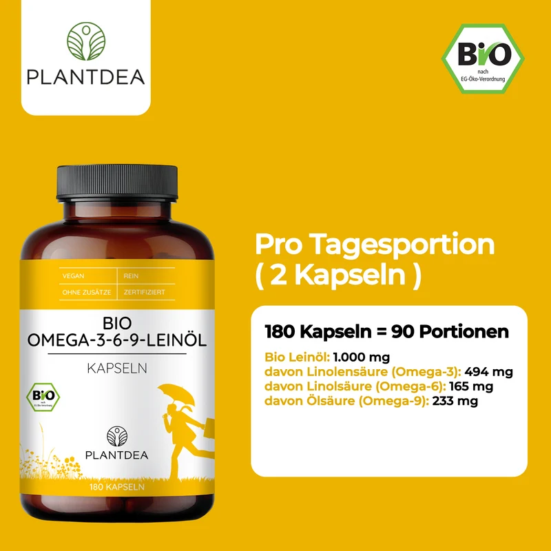 Bio Omega-3-6-9-Leinöl Kapseln