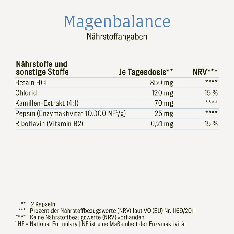 Magenbalance: Betain HCI-Komplex mit Pepsin & Kamille