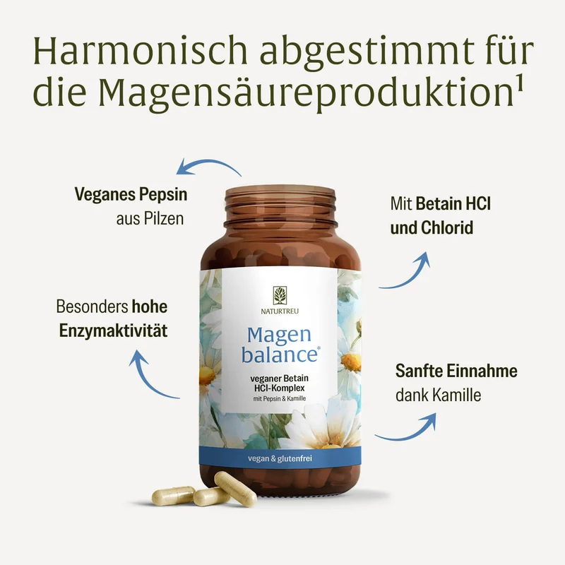 Magenbalance: Betain HCI-Komplex mit Pepsin & Kamille