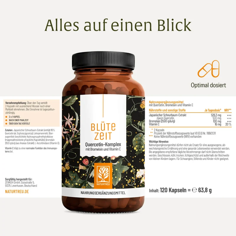 Blütezeit: Quercetin-Komplex mit Bromelain & Vitamin C