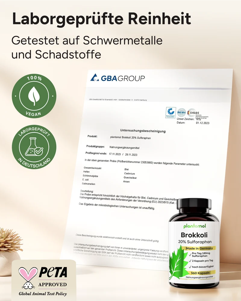 Brokkoli-Extrakt - mit 90mg Sulforaphan pro Kapsel