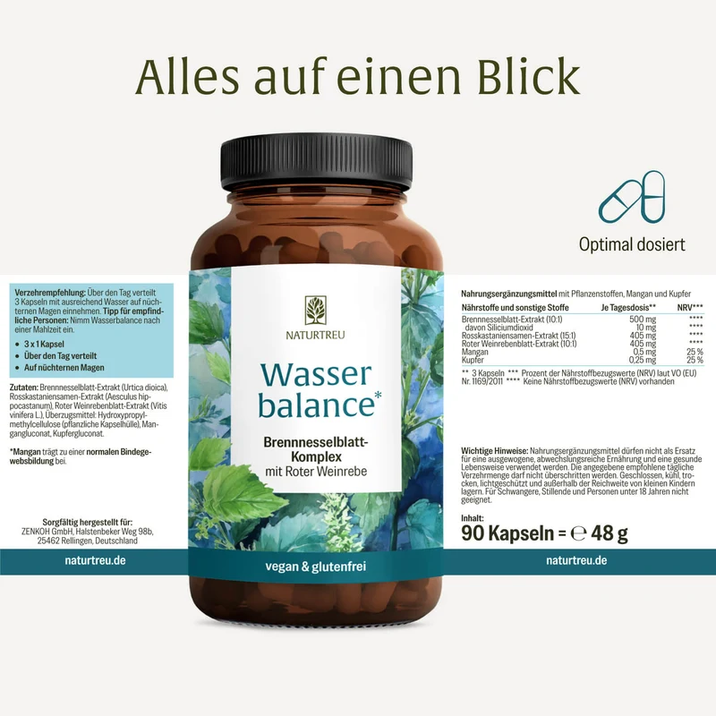 Wasserbalance: Brennnessel Kapseln mit Kupfer & Mangan