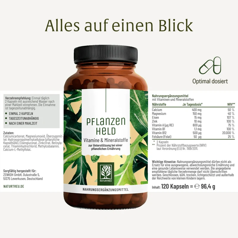 Pflanzenheld: All in One Multivitamin & Nährstoff-Komplex für Veganer