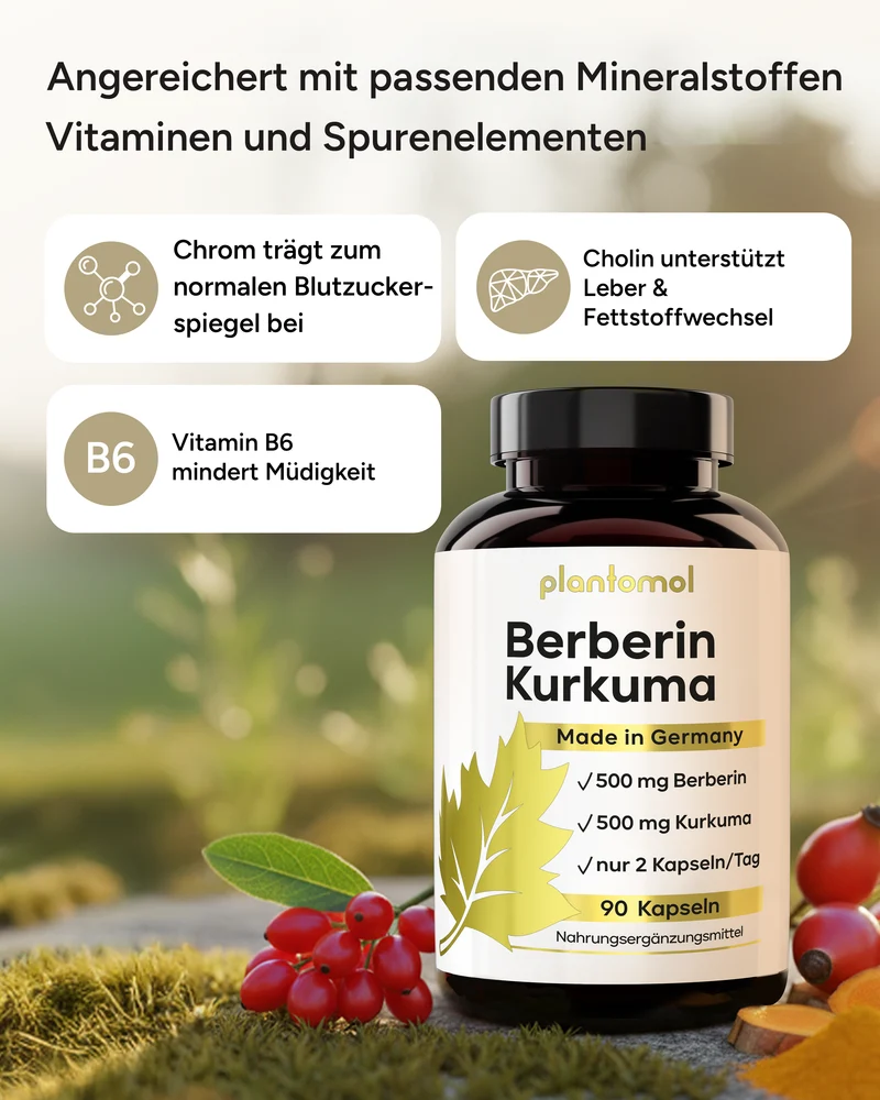 Berberin Kurkuma - 500mg Berberin und 500mg Kurkuma pro Tag