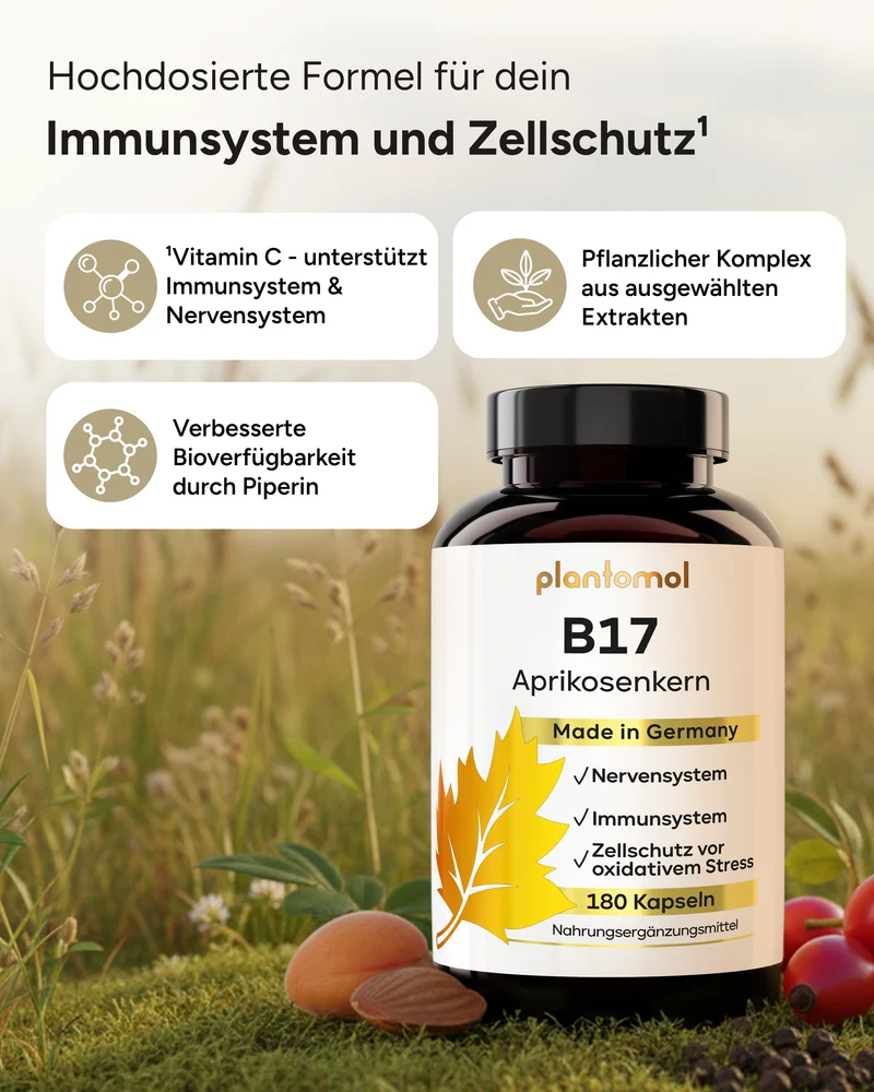 B17 - 1100mg Aprikosenkern-Extrakt pro Tag und Vitamin C