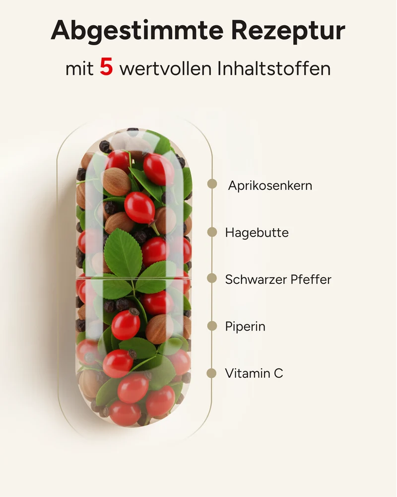 B17 - 1100mg Aprikosenkern-Extrakt pro Tag und Vitamin C