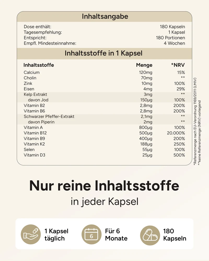 Vegan All In One - Vitamin Komplex mit B12, D3, K2
