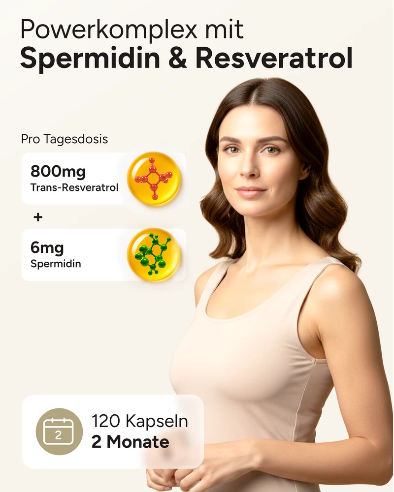 Spermidin-Resveratrol - 6mg Spermidin mit 800mg Trans-Resveratrol pro Tag