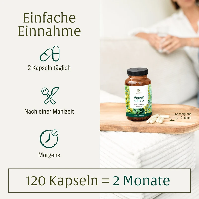 Venenschatz: Rutin & Steinklee Kapseln mit essenziellen Spurenelementen