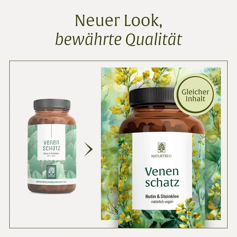 Venenschatz: Rutin & Steinklee Kapseln mit essenziellen Spurenelementen