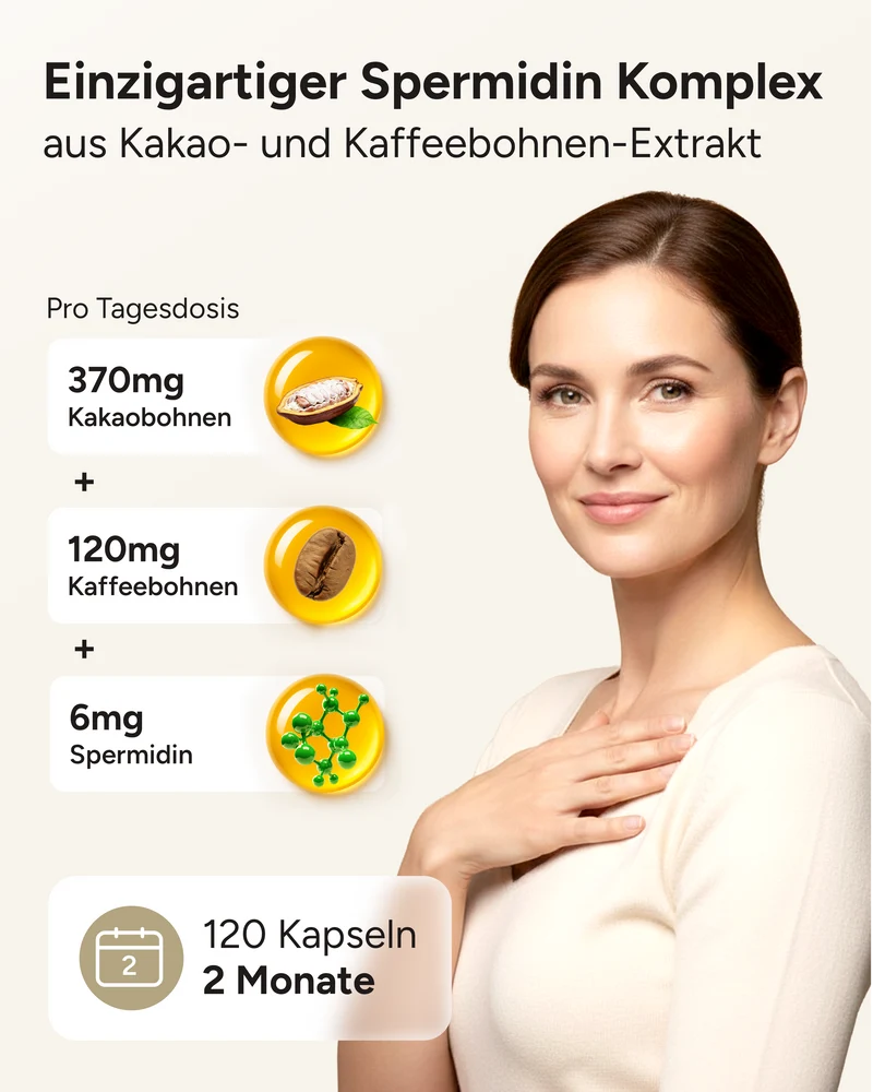 Spermidin Kakaofluss - 6mg Spermidin mit 200mg Kakaoﬂavanole pro Tag