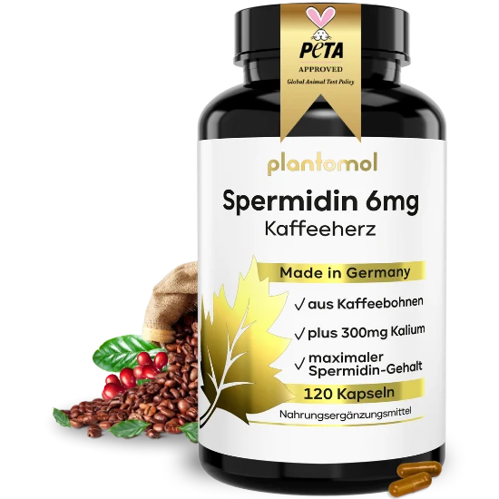 Spermidin Kaffeeherz - 6mg Spermidin mit 300mg Kalium pro Tag