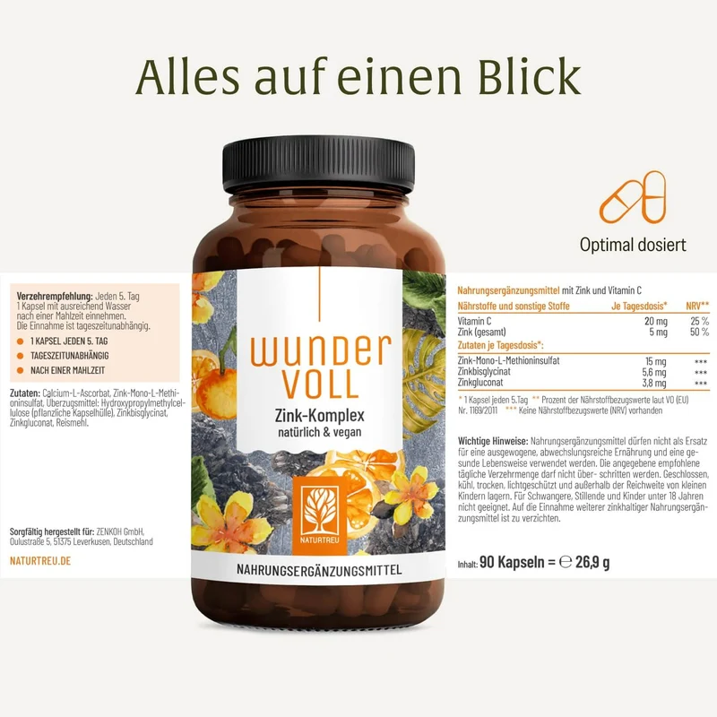 Wundervoll: Zink hochdosiert mit Vitamin C