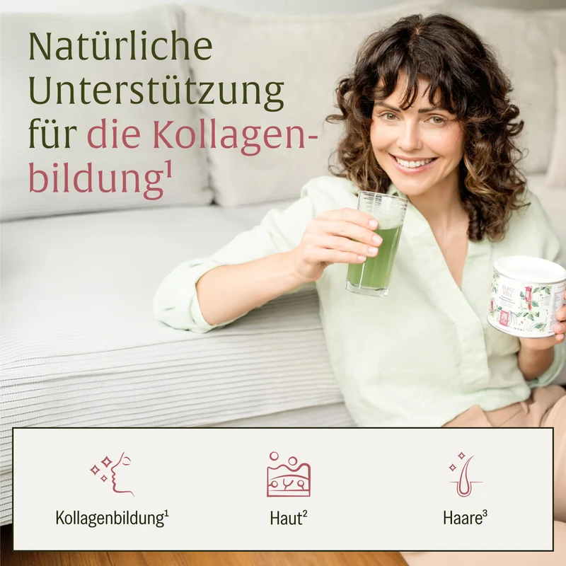 Glanzvoll: Vegane Kollagen-Bildungsunterstützung* mit Vitamin C, Hyaluron, Q10 & D-Biotin