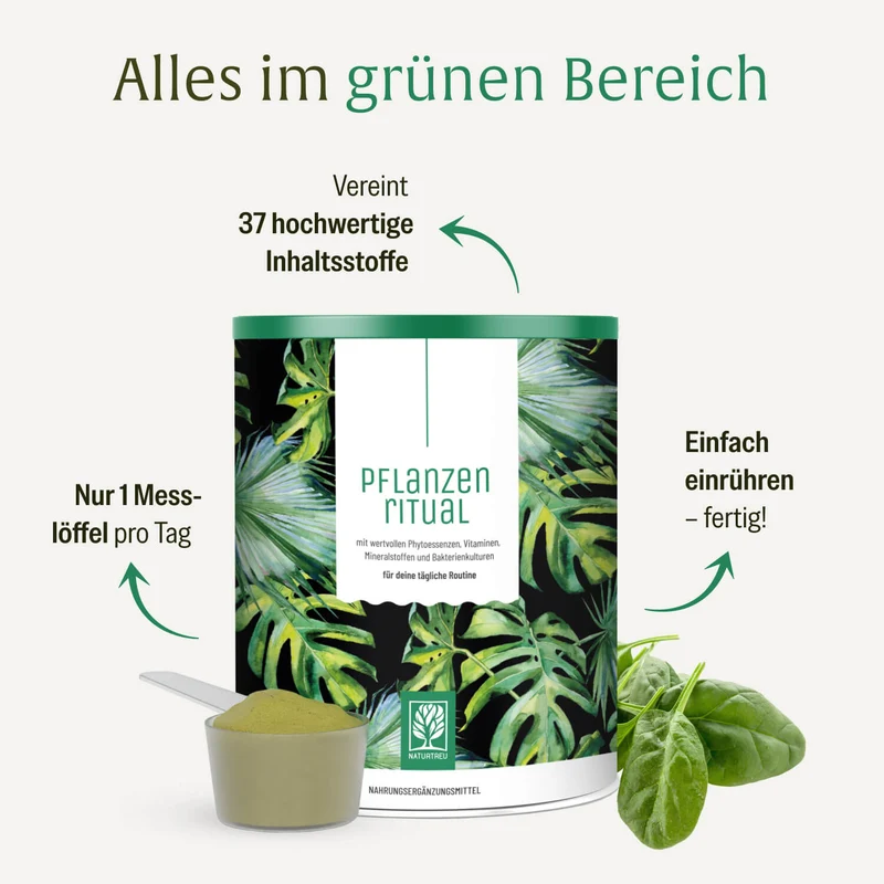 Pflanzenritual: Grünes Superfood Pulver