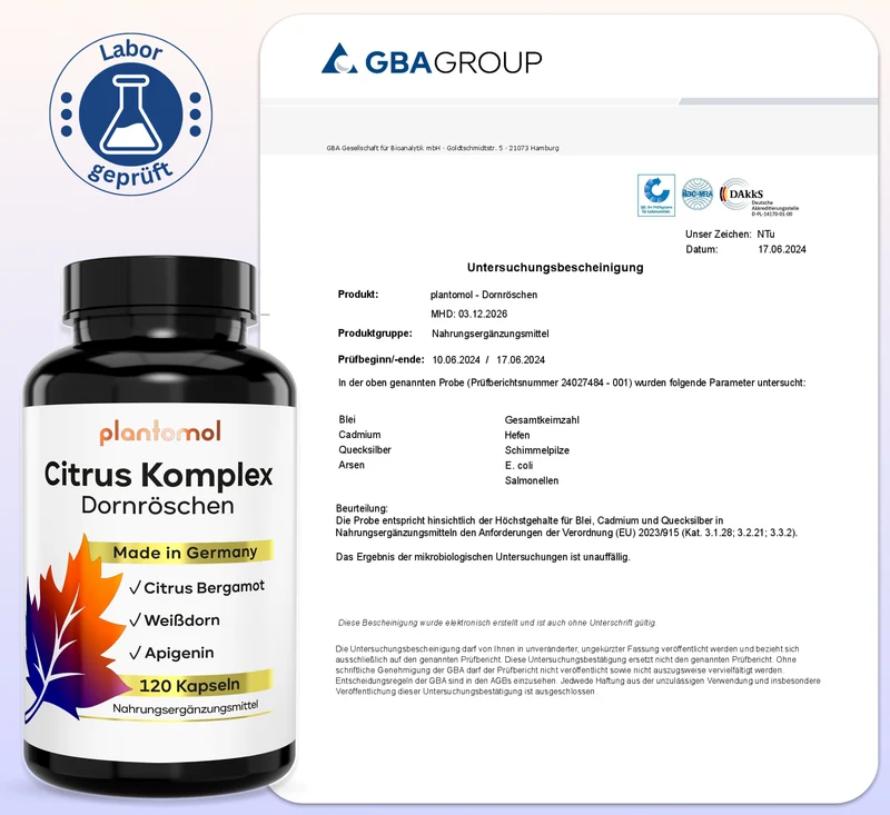 Citrus Komplex - Abendroutine mit 100mg Apigenin und 250mg Polyphenole pro Tag
