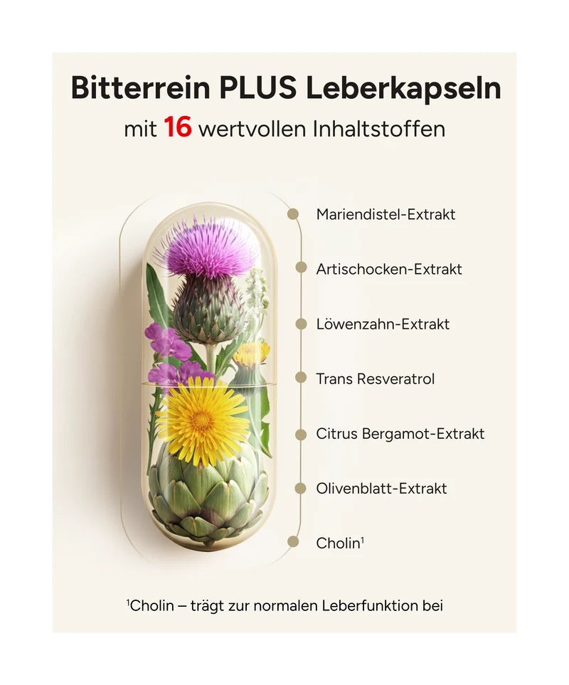 Bitterrein PLUS - Mariendistel, Artischocke und Löwenzahn