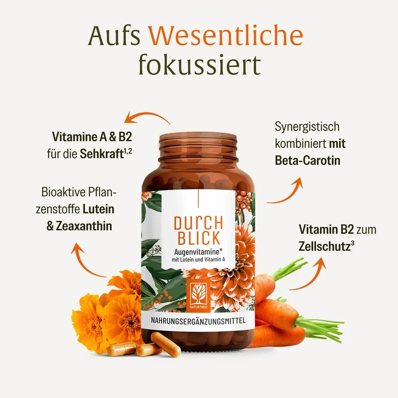 Durchblick: Augenvitamine mit Lutein und Vitamin A