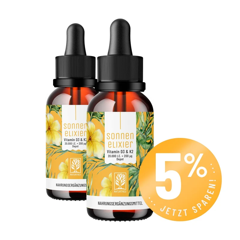 Vitamin D3 & K2 Tropfen Depot für Erwachsene (20.000 I.E.) - Sonnenelixier