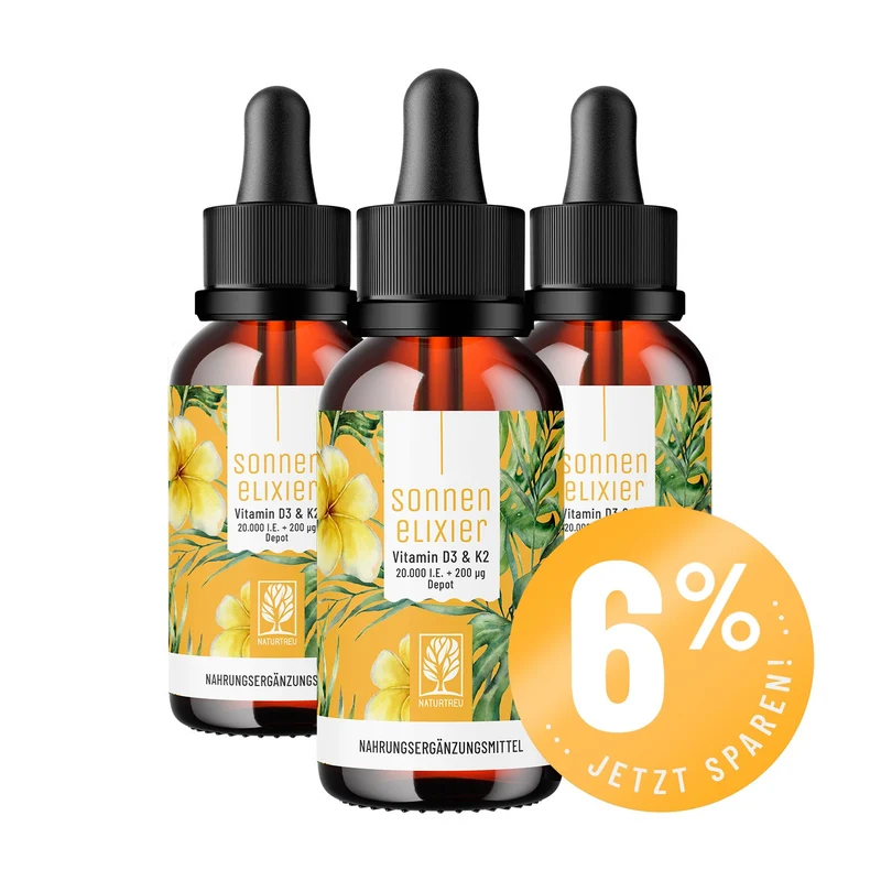 Vitamin D3 & K2 Tropfen Depot für Erwachsene (20.000 I.E.) - Sonnenelixier