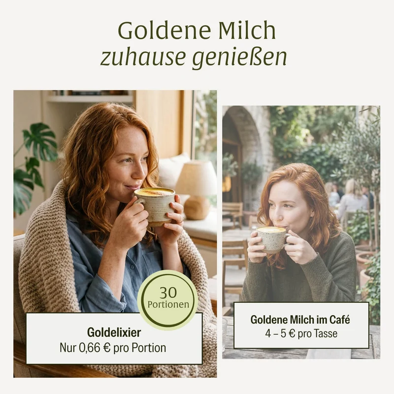Goldelixier: Goldene Milch mit Kurkuma, Zimt, Lucuma & Ashwagandha