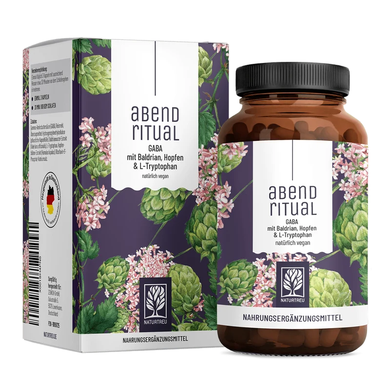 Abendritual: GABA mit Baldrian, Hopfen & L-Tryptophan