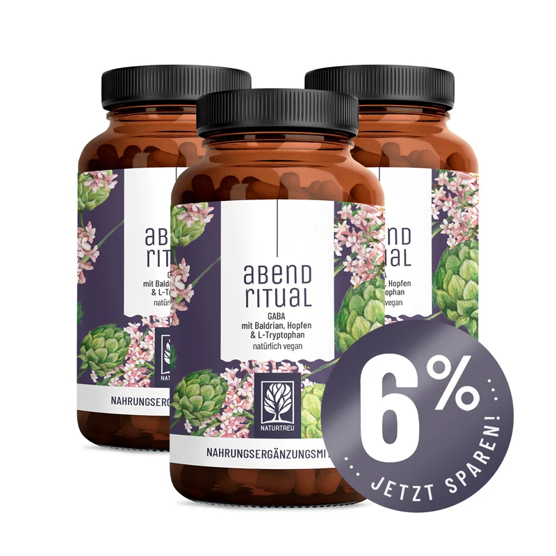 Abendritual: GABA mit Baldrian, Hopfen & L-Tryptophan